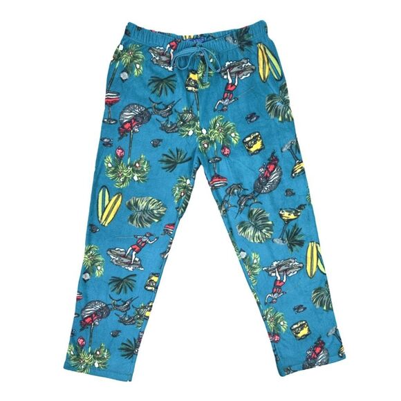 Tommy Bahama Island Sleepwear Santa On Vacation Green Pajama Pants - Size Medium - Picture 1 of 7